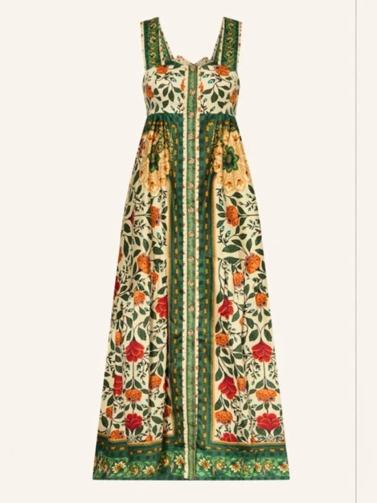 FARM Rio Dresses & Skirts - Farm Rio Maxi Button Cotton Floral Front Closure Dress size M